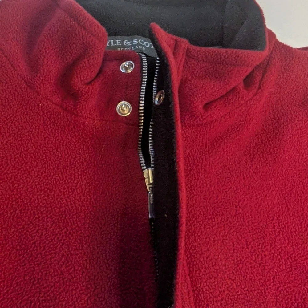Lyle and Scott Scotland Mens Red 1/4 Zip Fleece Pullover Size Large